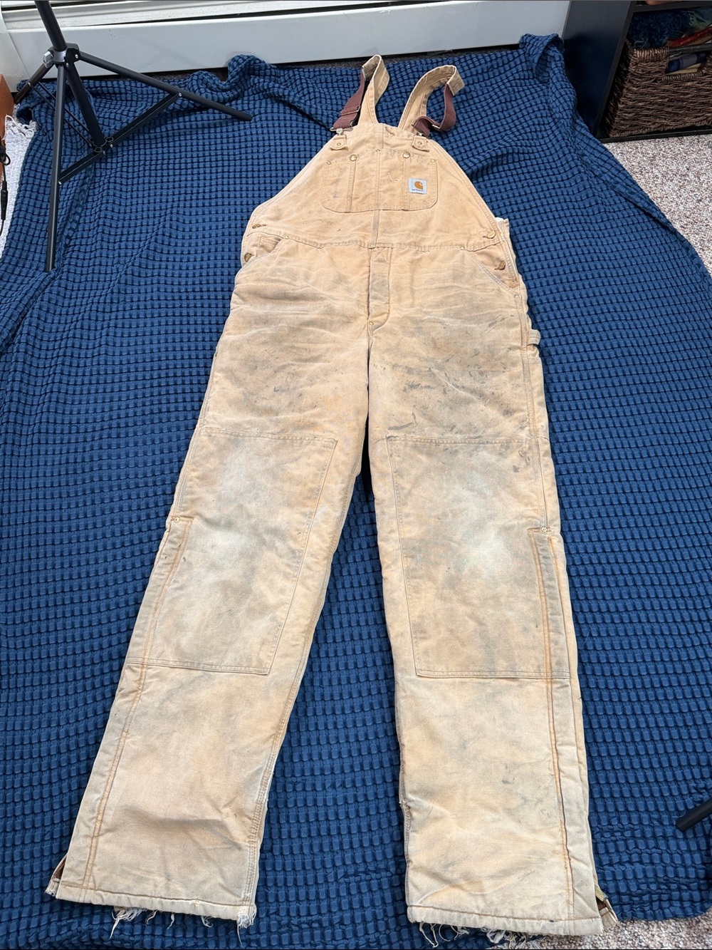 Carhartt Brown Insulated Bib Coveralls Distressed Beat Up Thrashed Pre-Owned 40
